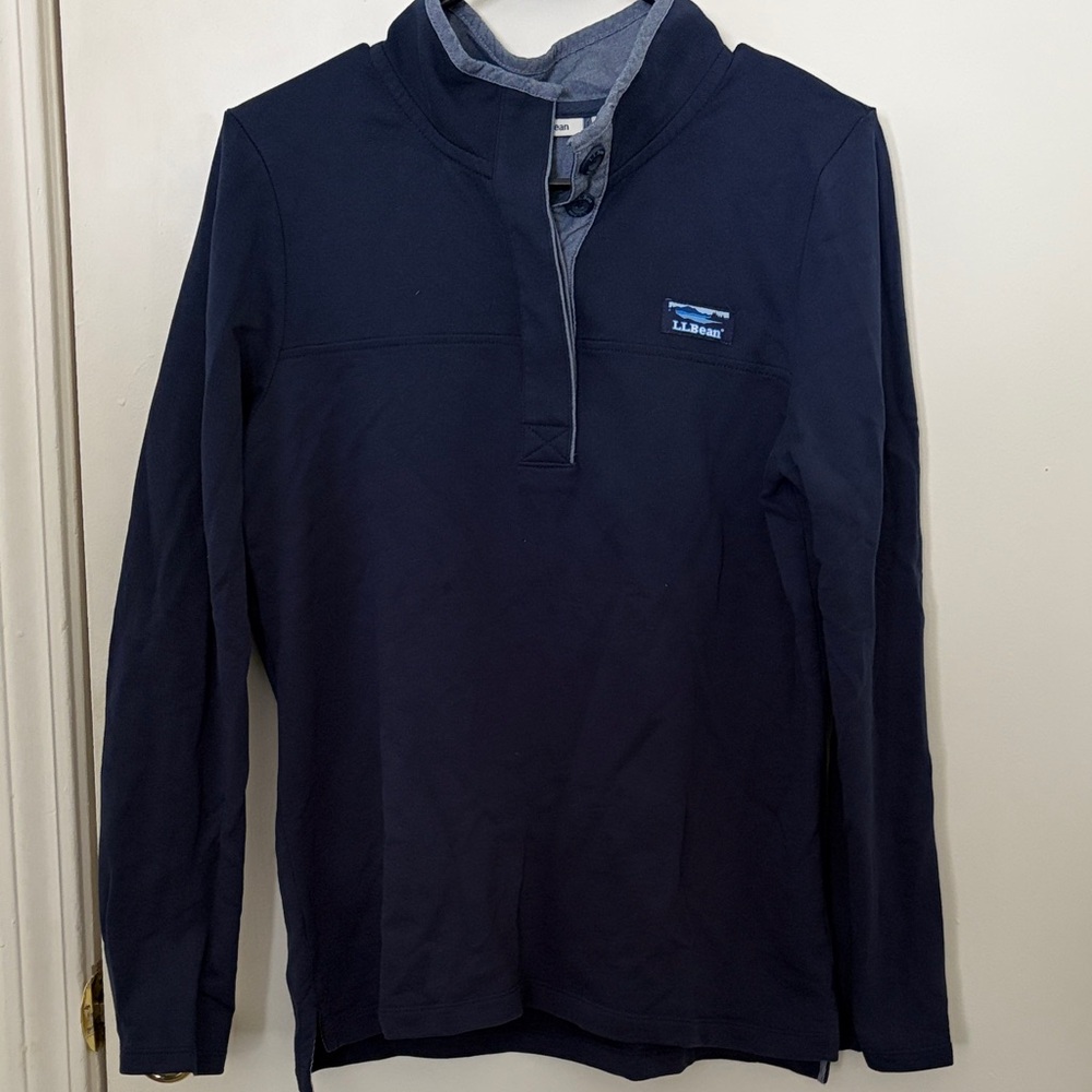 L.L. Bean Navy Blue 100% Cotton Pullover Size M